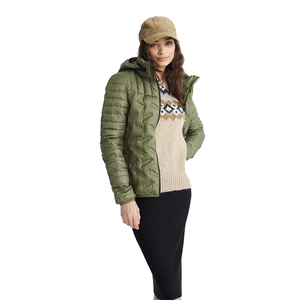 Veste matelassée pour femme avec logo personnalisé, best-seller, 600 plumes, gris cendré, légère, imperméable, chaude pour l'hiver - Product Image 4