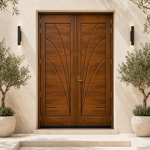 Puertas Dobles de Entrada de Madera Sólida GA-39L con Diseño Art Deco para Uso Exterior, Estilo Abatible, Superficie Acabada - Product Image 3