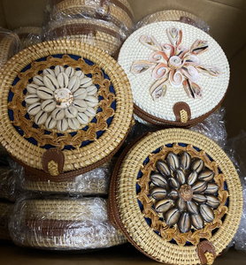 Factory Price Rattan Beach <b>Bag</b> with Shell / Women Straw <b>Bag</b> Vietnam Supplier Handmade Summer Low MOQ Wholesale Bulk Order - Product Image 2