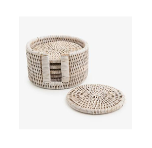 Sous-verres tendance en rotin tressé à la main, isolants pour boissons chaudes - Product Image 1