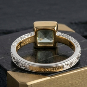 Square Green Amethyst <b>Statement</b> <b>Ring</b> 925 Sterling Silver 18K Gold Plated Gemstone Jewelry US 6 Gift for Her Trendy Jewellery - Product Image 3