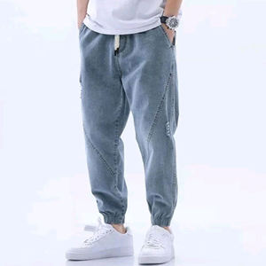 Pantalon de jogging en jean pour homme, coupe slim, confortable, délavé, respirant, décontracté, taille mi-haute, déchiré - Product Image 2