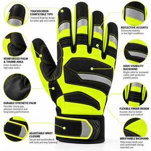 Gants de travail mécaniciens anti-vibration personnalisés, protection des mains contre les chocs, compatibles avec les écrans tactiles, sans doigts, OEM - Product Image 6