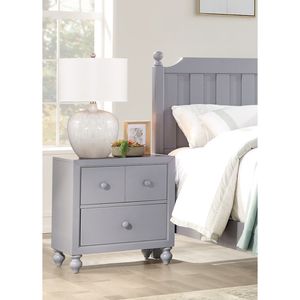Comodino Moderno Grigio con Piedini Torniti e Cassetti con Pomelli in Legno - per Camere da Letto Contemporanee - Product Image 1