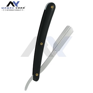 High Quality Stainless Steel Swing Lock Barber Razor Single Blade Black <b>Silver</b> Plastic Handle Professional Straight Face Shaving - Product Image 2