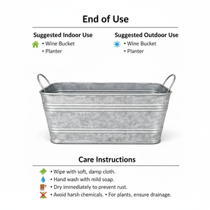 Pot de fleurs galvanisé pour décoration intérieure et extérieure - Rectangulaire gris - 24 pouces - Product Image 5