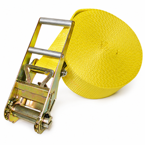 Sangle d'arrimage à cliquet en polyester 75 mm avec double crochet en J, résistance à la rupture de 1000 kg, couleur jaune - Product Image 6