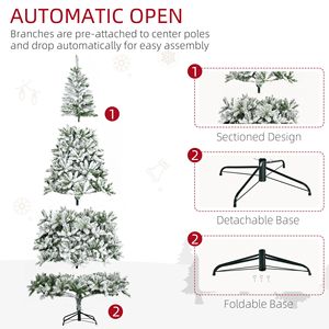 9ft Tall Unlit Snow Flocked Pine Artificial Christmas Tree with Realistic Green Branches - Product Image 4