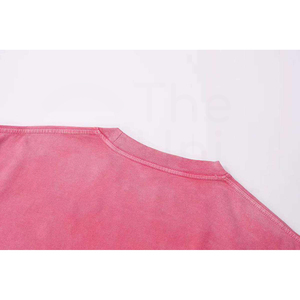 Camiseta de Algodón Lavado con Cuello Redondo, Manga Corta, para Hombre, Estilo Casual, Tie-Dye, Tejido de Punto, Corte Regular, Color Sólido - Product Image 4