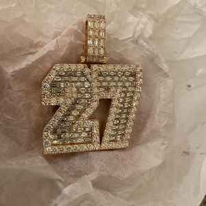 Colgante de Diamante Moissanita Certificado de Lujo Personalizado, Plata 925, Letra, Nombre, Número, Chapado en Oro de 18K, Estilo Hip Hop - Product Image 3