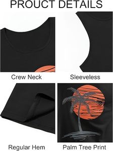 Camiseta sin mangas con cuello redondo y estampado azul claro para hombre, 100% poliéster, transpirable, ecológica, deportiva, tejido teñido, secado rápido - Product Image 4