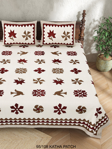 Ensemble de draps et taies d'oreiller en coton 100% avec motif personnalisé Katha Patch, quantité personnalisée, utilisation hôtelière toute saison, respirant, durable, résistant à la décoloration - Product Image 3