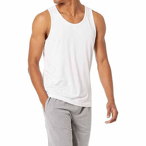 Men's <b>White</b> Tank <b>Top</b> Breathable Cotton Polyester Fitness Clothing Quick Dry and Casual Style Custom OEM ODM Service - Product Image 4