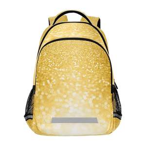 <b>Gold</b> Glitter Cheer Dance Practice <b>Backpacks</b> Custom Book Yellow Bling Fashion Laptop Bags College Bag for Cheerleading Sports - Product Image 1