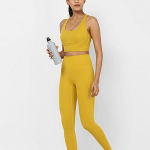 Ensembles de yoga 100 % coton respirants et ajustables de qualité supérieure, vente en gros, logo personnalisé, 2 pièces, vêtements de sport, tenues de gym pour femmes - Product Image 6