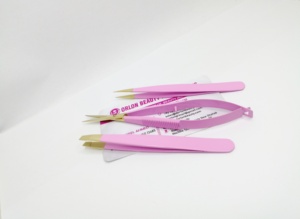 Custom Color Coated With Gold Plated Tips Eyebrow Tweezers Stainless Steel Custom Logo Tweezers Eyelash/Eyebrow Spring Scissor - Product Image 2