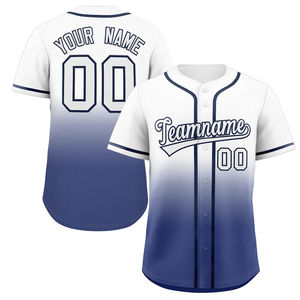 Venta al por Mayor de Camisetas de Béisbol con Impresión Digital Personalizada, Uniformes de Equipo con Botones Completos, Rayas Negras y Azules, Nombre y Número Personalizados, 100% - Product Image 4