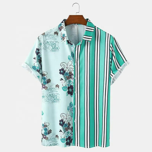 Chemise décontractée pour homme à rayures respirante 100% polyester à manches courtes style hawaïen S-5XL - Product Image 6
