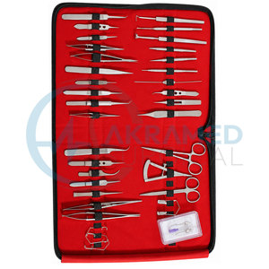 Ensemble de 33 instruments de microchirurgie ophtalmique certifiés CE en acier inoxydable, kit chirurgical vétérinaire de classe I - Product Image 6