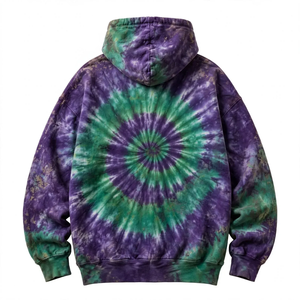 Sudadera con Capucha Tie Dye para Hombre, Estilo Oversize, con Bolsillo Frontal, Color Morado y Verde, Informal, para Otoño - Product Image 2