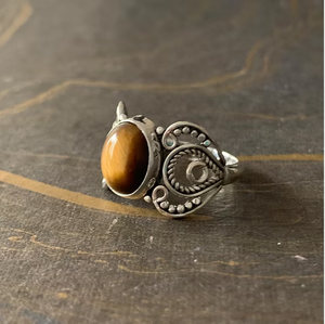 Artisan <b>Crafted</b> Oval Tiger Eye Silver <b>Ring</b> Traditional Ornate Filigree Openwork Statement Jewelry Manufacturer - Product Image 3