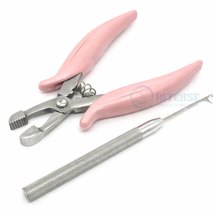 Pinzas para Extensiones de Cabello de Acero Inoxidable OEM de 6 Pulgadas, Ligeras, con Ranuras Horizontales para Remover Enlaces, Agarre Rosa, con Logotipo Personalizado - Product Image 5
