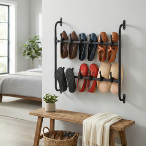 Étagère murale moderne à 2 niveaux en métal pour chaussures Shopee Vente de meubles d'entrée MIT DIY Housewares Taiwan Household Storage - Product Image 1