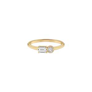 Bagues empilables en diamant, émeraude taille ronde, duo de pierres cultivées en laboratoire, bijoux modernes minimalistes pour usage quotidien, or massif 10K 14K 18K, vente en gros - Product Image 3