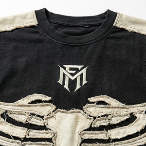 เสื้อยืดโอเวอร์ไซส์ผู้ชาย แขนสั้น คอกลม แต่งแผงสีตัดกัน สไตล์สตรีทแวร์ คุณภาพสูง พิมพ์ลายตามสั่ง - Product Image 4