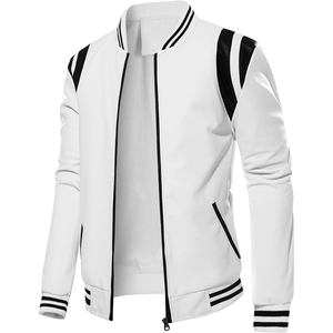 Veste en PU blanche unisexe à manches longues, style color-block, toutes saisons - Product Image 1