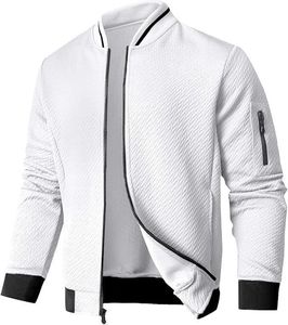 Blouson aviateur en cuir PU marron pour homme, col rabattu, fermeture éclair, vêtement décontracté pour l'automne - Product Image 5