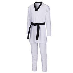 Uniforme de Taekwondo Ligero y Transpirable para Hombre, Liso, con Logotipo Personalizado en la Parte Delantera, 100% Algodón, Ropa de Artes Marciales - Product Image 1