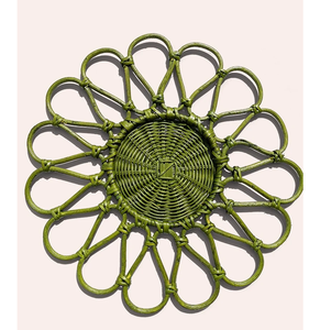 Nouvelle assiette de présentation en rotin pour table à manger, design minimaliste, gris et bleu, tapis de table tissé en rotin - Product Image 4