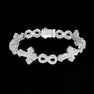 <b>Iced</b> <b>Out</b> Moissanite Cross Figaro <b>Chain</b> Bracelet Diamond Tennis Bracelet Hip Hop Jewelry Luxury Bracelet - Product Image 4