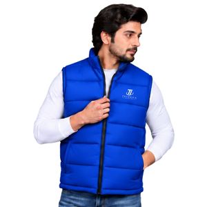 Gilet matelassé sans manches bleu roi pour homme, avec fermeture éclair intégrale, col montant, chaud et rembourré, veste décontractée d'extérieur avec poches - Product Image 5