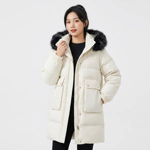 <b>Men's</b> Long <b>Hooded</b> Puffer Jacket With <b>Fur</b> Trim Windproof Thick Winter <b>Coat</b> Casual Loose Fit Zipper Solid Color Polyester Wadding - Product Image 6