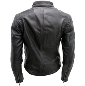 Chaqueta de Motocicleta de Cuero Genuino para Mujer, Manga Larga, Cuello Alto, Cierre de Cremallera, Estilo Motero, para Otoño - Product Image 3