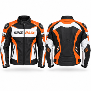Custom Made Men's Motorcycle Jacket Full Zipper Motor <b>Bike</b> Leather Jacket WIndproof Outerwear Racing Gear Top Men's Rider Jacket - Product Image 2