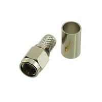 Conector SMA Macho de Crimpado para Cable Coaxial RG58, Enchapado en Oro, Latón, Recto, Enchufe RF de Alta Frecuencia y Baja Pérdida, Terminación de Pin Central