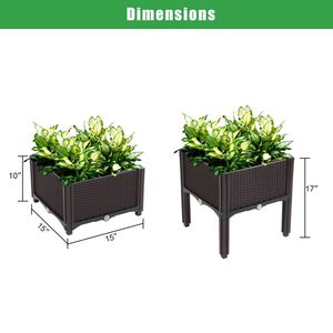 Lot de 4 jardinières en bois à assembler, marron avec finition enduite, pour la plantation de légumes de jardin, motif carré - Product Image 5