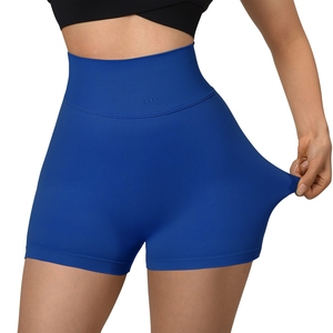 Shorts de yoga bleu roi uni pour femme, leggings d'entraînement sans couture taille haute, shorts de sport effet push-up, shorts cycliste - Product Image 2