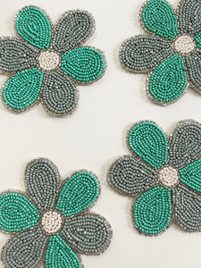 Floral <b>Beaded</b> Handmade Eco-Friendly Luxury <b>Coasters</b> for Home Hotel & Restaurant Use by Whimsy Art Craft - Product Image 5