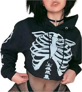 Sweat-shirt à capuche court pour femme, hiver, motif graphique, manches longues, logo frontal ODM, 100% coton, cordon de serrage - Product Image 5