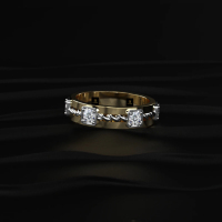 Bague éternelle en diamant de laboratoire taille brillant rond de 1,80 carat avec design en corde torsadée, certifiée IGI, or jaune, blanc et rose