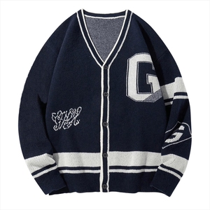 Pull cardigan tendance pour homme, col en V, manches longues, vêtements d'hiver, Tiki Taka Sports, produits tricotés sur mesure, laine/nylon, patchwork - Product Image 1