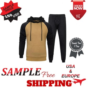 Conjunto Deportivo de Sudadera con Capucha y Pantalones Jogger, Diseño Color Block, 100% Algodón, Dos Piezas, Ropa Casual de Invierno, Material de Poliéster y Algodón - Product Image 5