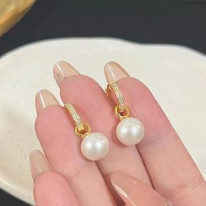 <b>Edison</b> Natural Freshwater Pearl Dangle Earrings Versatile Luxury Fashion with Horseshoe Buckle <b>Light</b> Temperament - Product Image 2