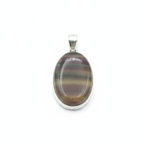 Colgante de fluorita arcoíris ovalado multicolor, plata de ley 925, chapado en oro rosa y oro amarillo, hecho a mano, estilo bohemio, regalo unisex. - Product Image 1