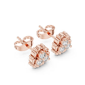 ต่างหูเพชรทรงกลมทองคำ 14K สำหรับผู้หญิง |   เพชรที่เพิ่งเพาะเลี้ยง - Product Image 4