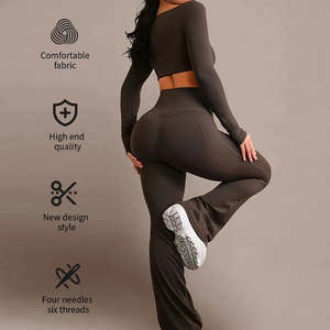 Leggings de Yoga y Fitness para Mujer, Diseño 2 en 1 de Alta Calidad, con Tirantes, Largos hasta el Tobillo, 79% Nailon, 21% Elastano, Cintura Elástica, Ajustados, Color Sólido - Product Image 2
